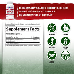 Vital Planet Dragons Blood resin bottle highlights 500 mg potency in a vegan capsule