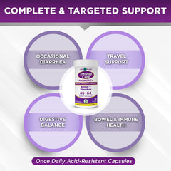 Ingredients panel features Saccharomyces boulardii and Lactobacillus strains in the formula.