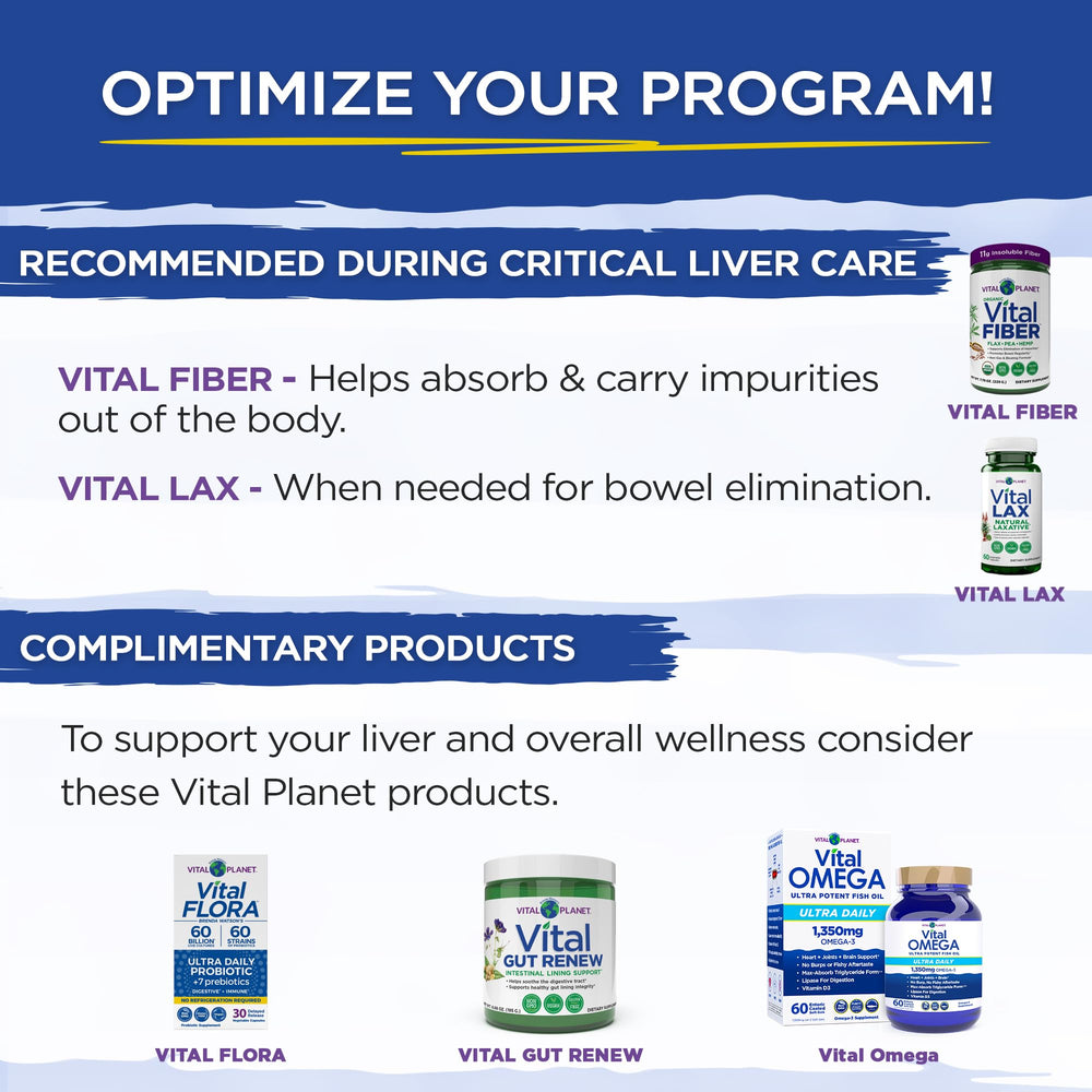 Vital Planet Liver Care on a glass with water implies simple daily use