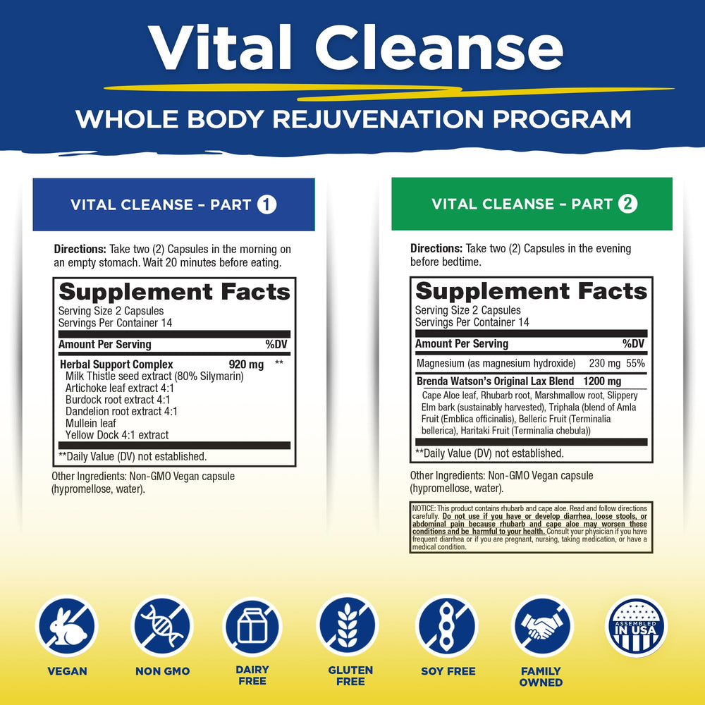 Vital Planet Vital Cleanse Part 2 capsules for overnight hydration and colon cleansing
