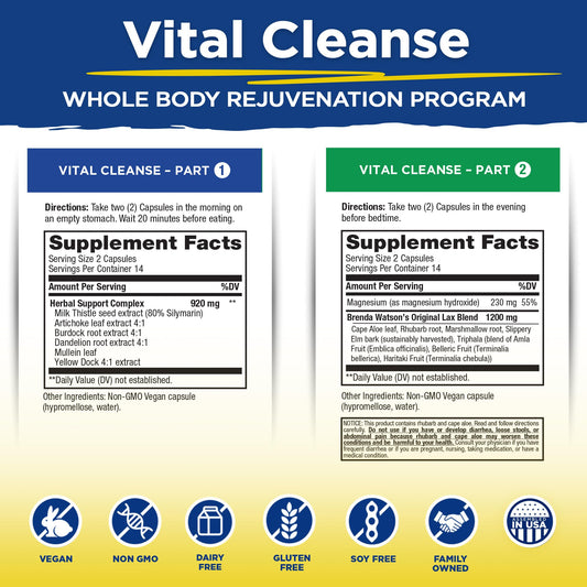 Vital Planet Vital Cleanse Part 2 capsules for overnight hydration and colon cleansing