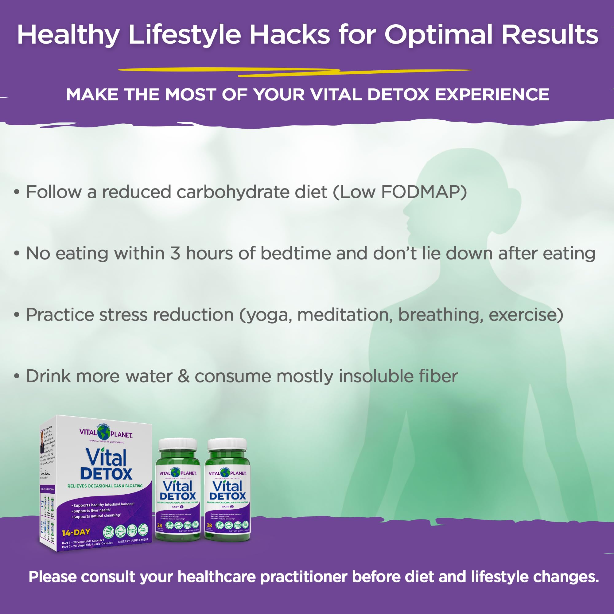 Vital Detox liquid concentrate visuals hint at oregano, thyme, clove, and cinnamon blends for upper GI balance