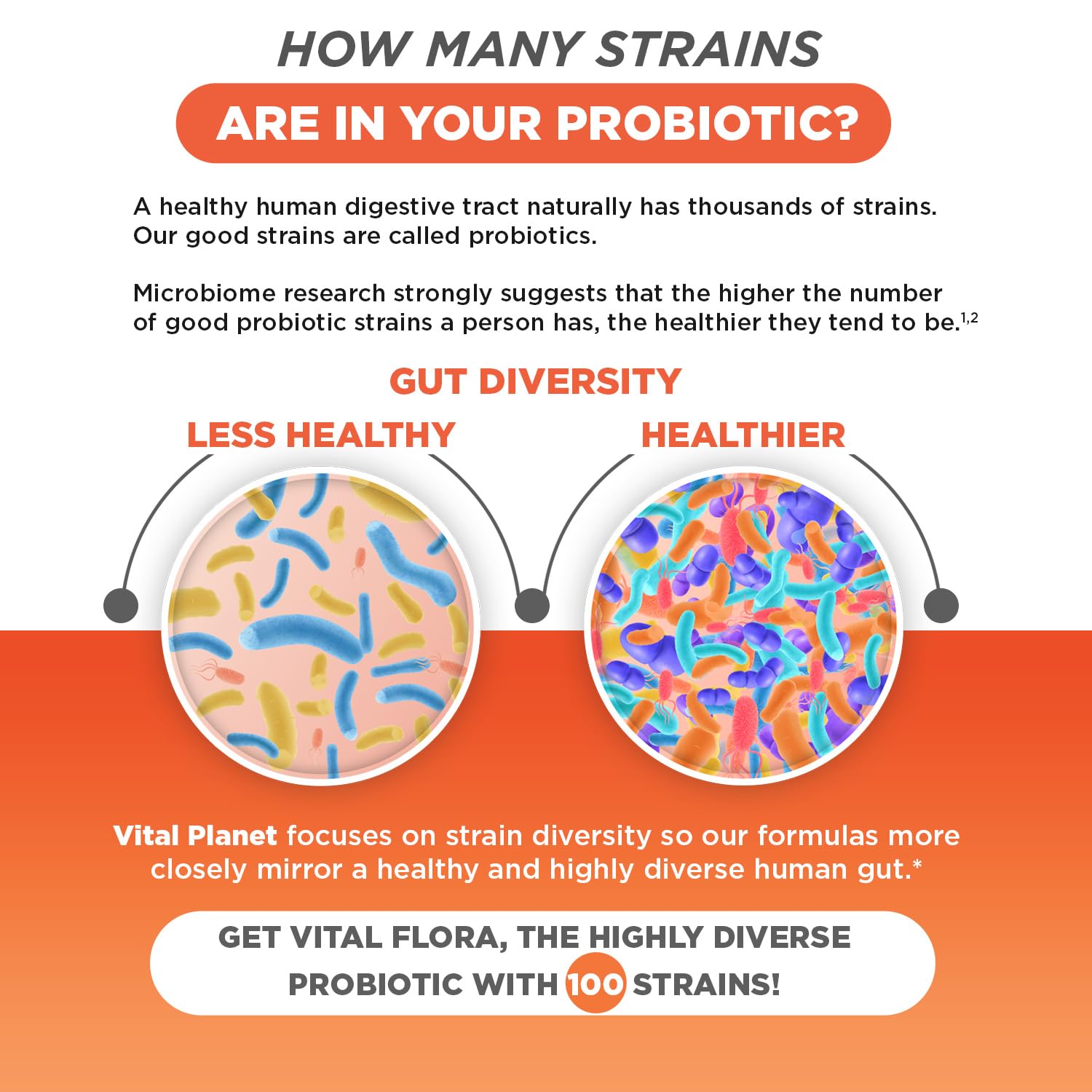 Vital Planet Vital Flora Advanced Biome Probiotic packaging and product presentation.