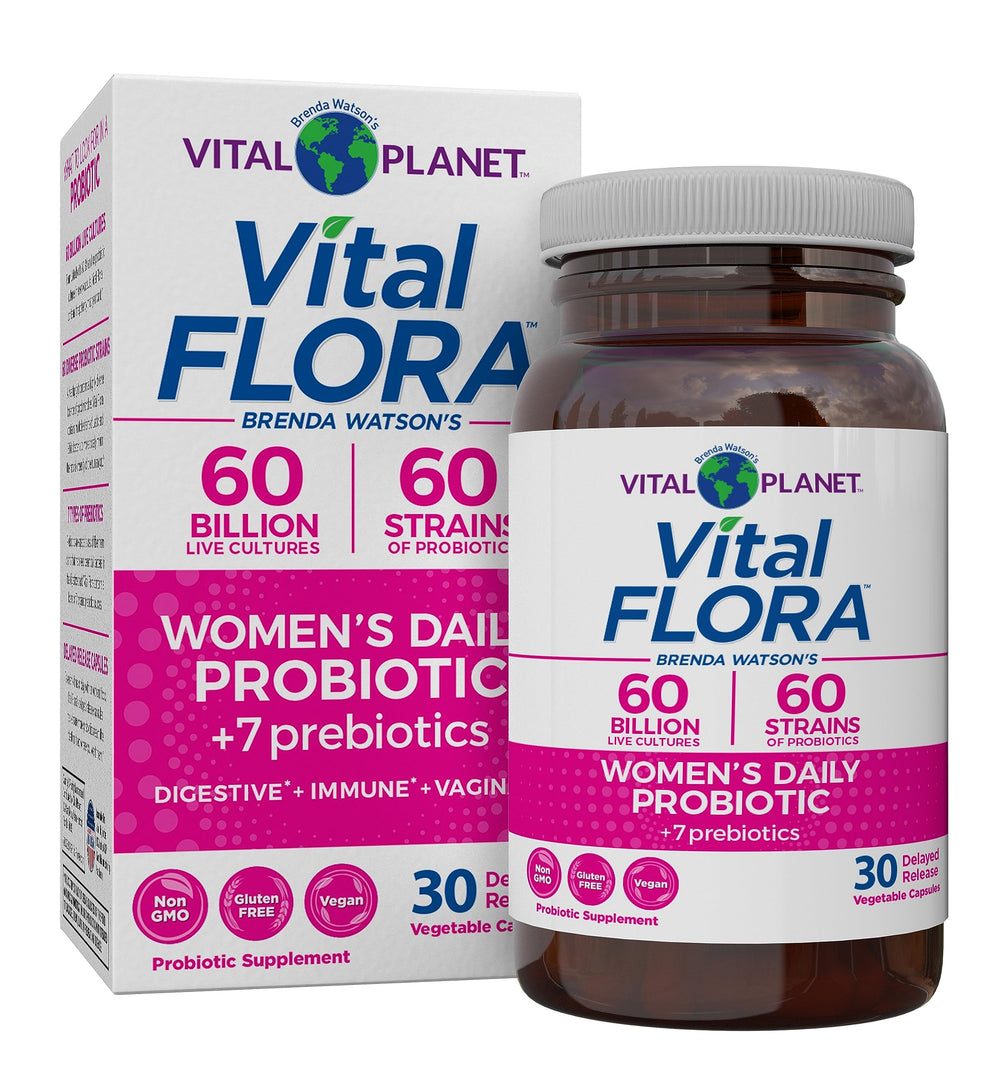 Vital Flora Women’s Daily bottle shows 60 capsules for daily digestive balance