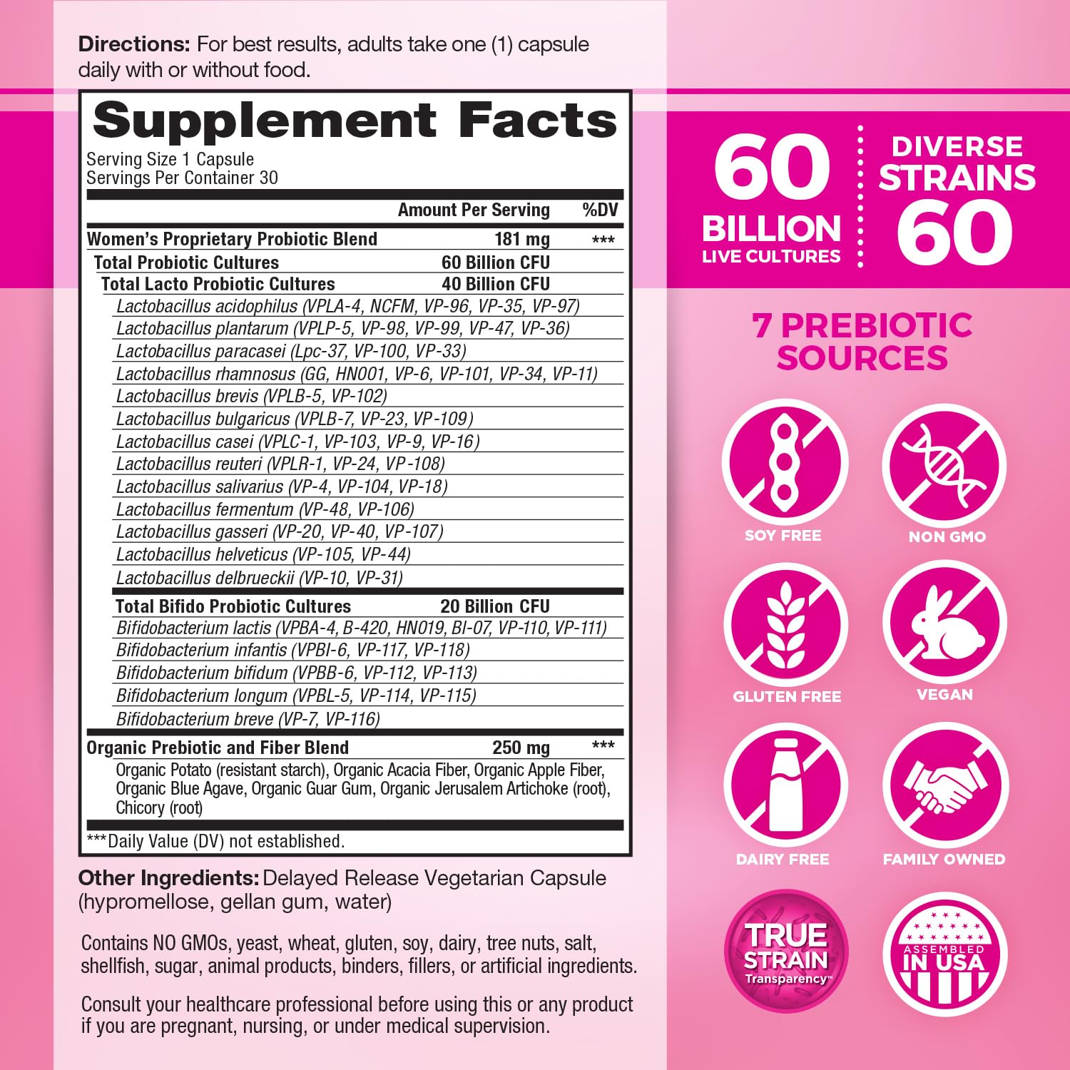 Vital Flora Women’s Daily capsules close-up highlights high-potency probiotic formula