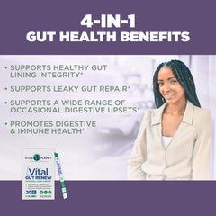 Vital Planet Vital Gut Renew packaging shows vegan label and purity claims for clean nutrition
