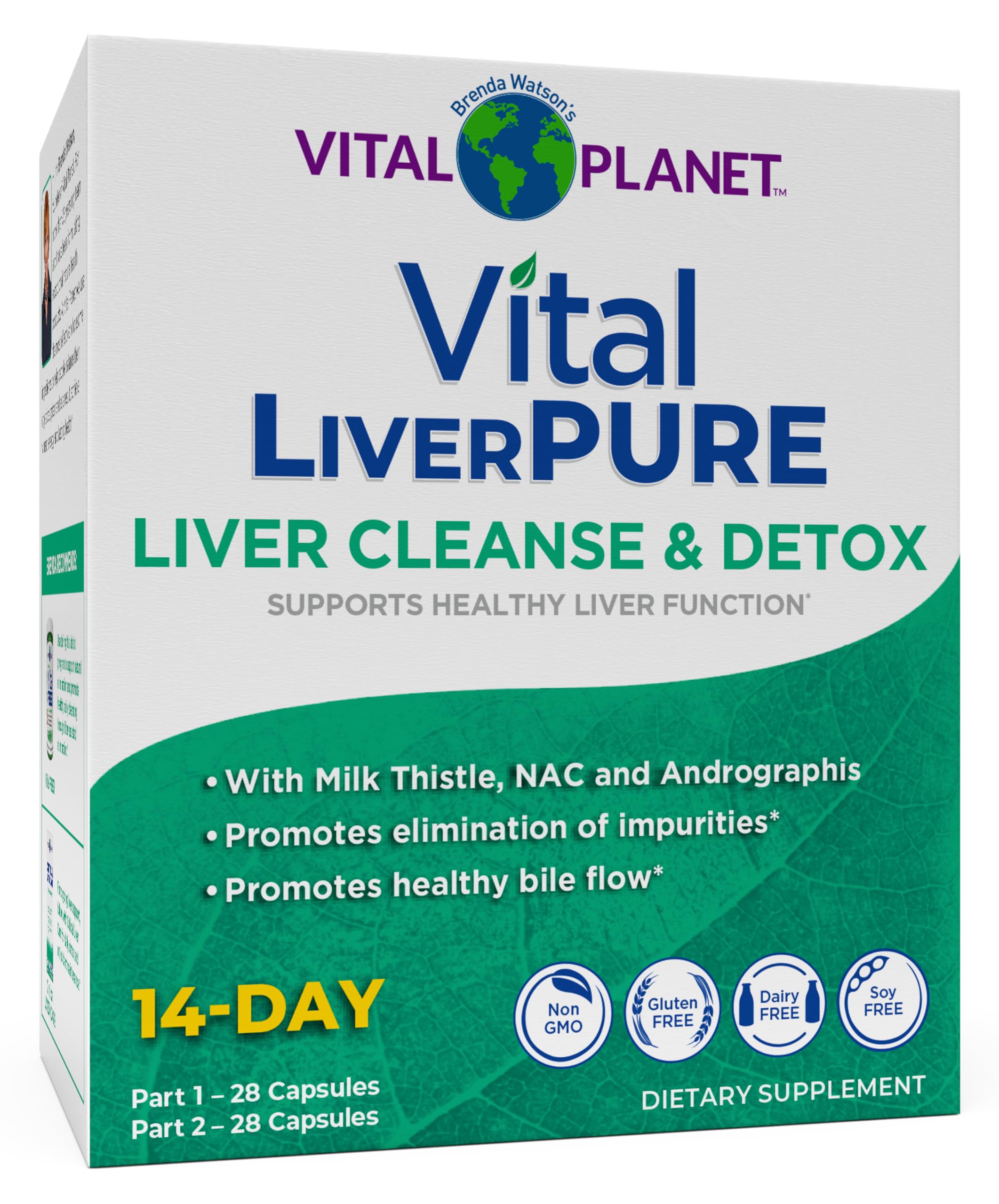 Vital Planet Vital Liver Pure bottle front shows a clean detox concept and label.