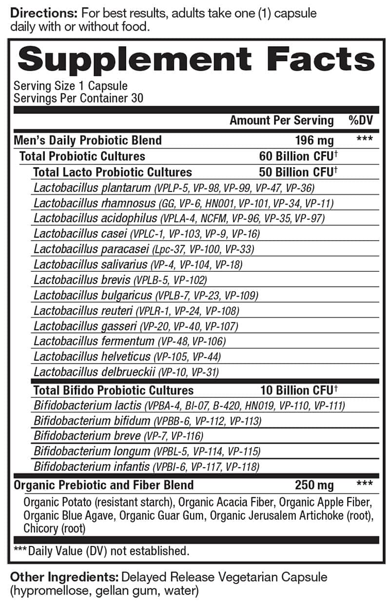 Vital Planet Vital Pro Naturals capsules illustrating immune-support probiotic formula for men