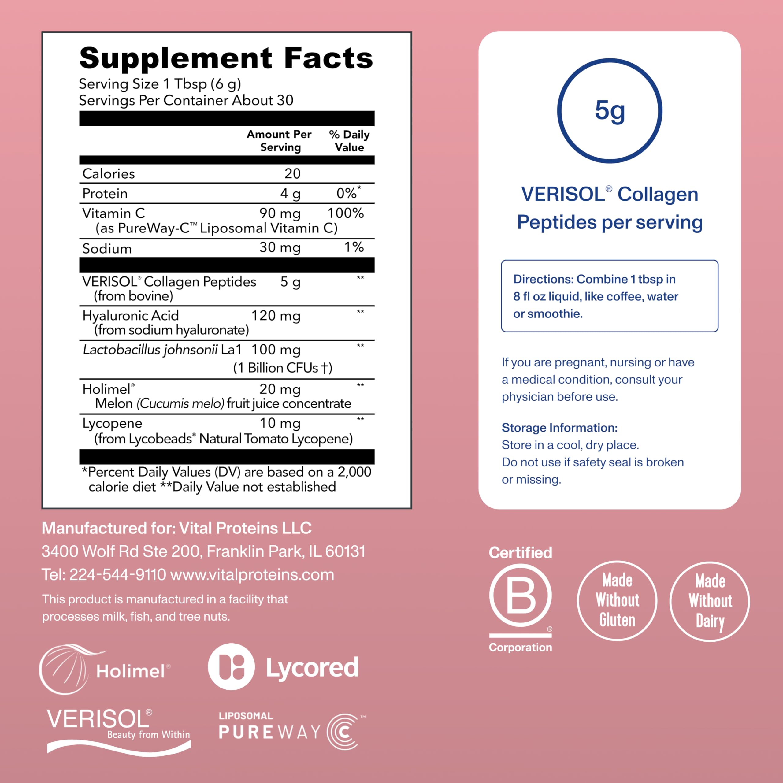 Vital Proteins Bioactive Collagen Complex being stirred into a liquid for easy use.
