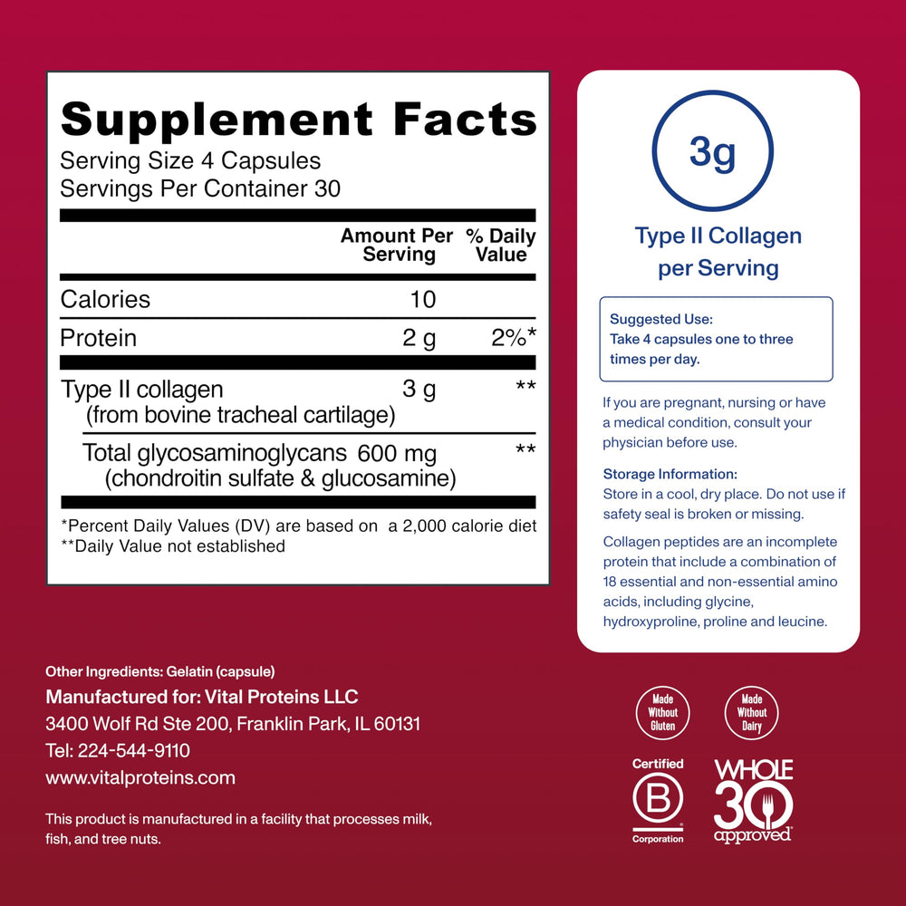 Vital Proteins Cartilage Collagen Pills bottle cap close-up signals easy daily dosing.