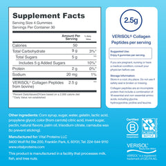 Vital Proteins Collagen Gummies ingredients panel notes VERISOL peptides and oils.