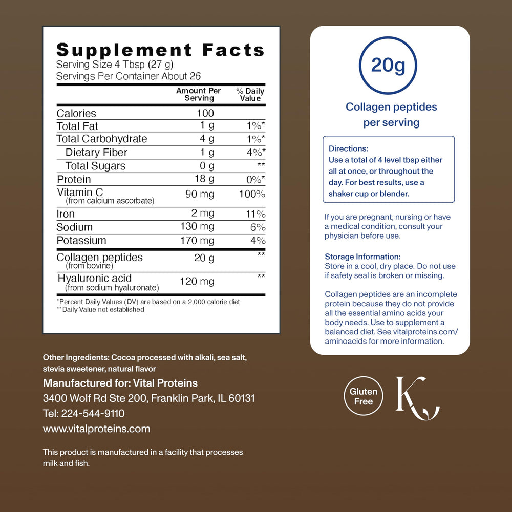 Vital Proteins Collagen Peptides Advanced chocolate smoothie-blend blends easily for post-workout refreshment