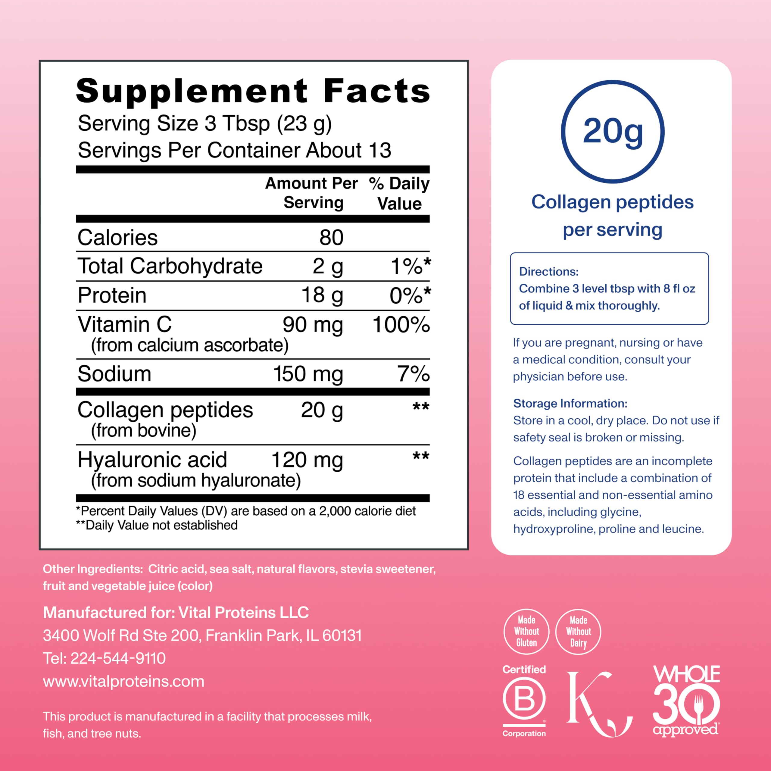 Vital Proteins Collagen Peptides Advanced dissolves easily in hot or cold liquids.