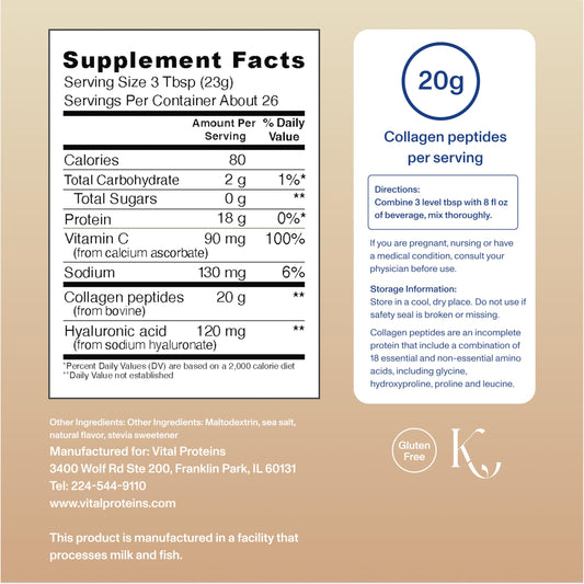 Vital Proteins collagen peptides advanced vanilla scoop ready to mix into coffee or smoothies.