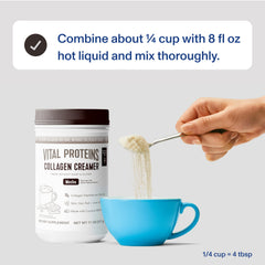 Vital Proteins collagen peptides mocha creamer coffee cup demonstrates dairy-free, flavorful beverage options.