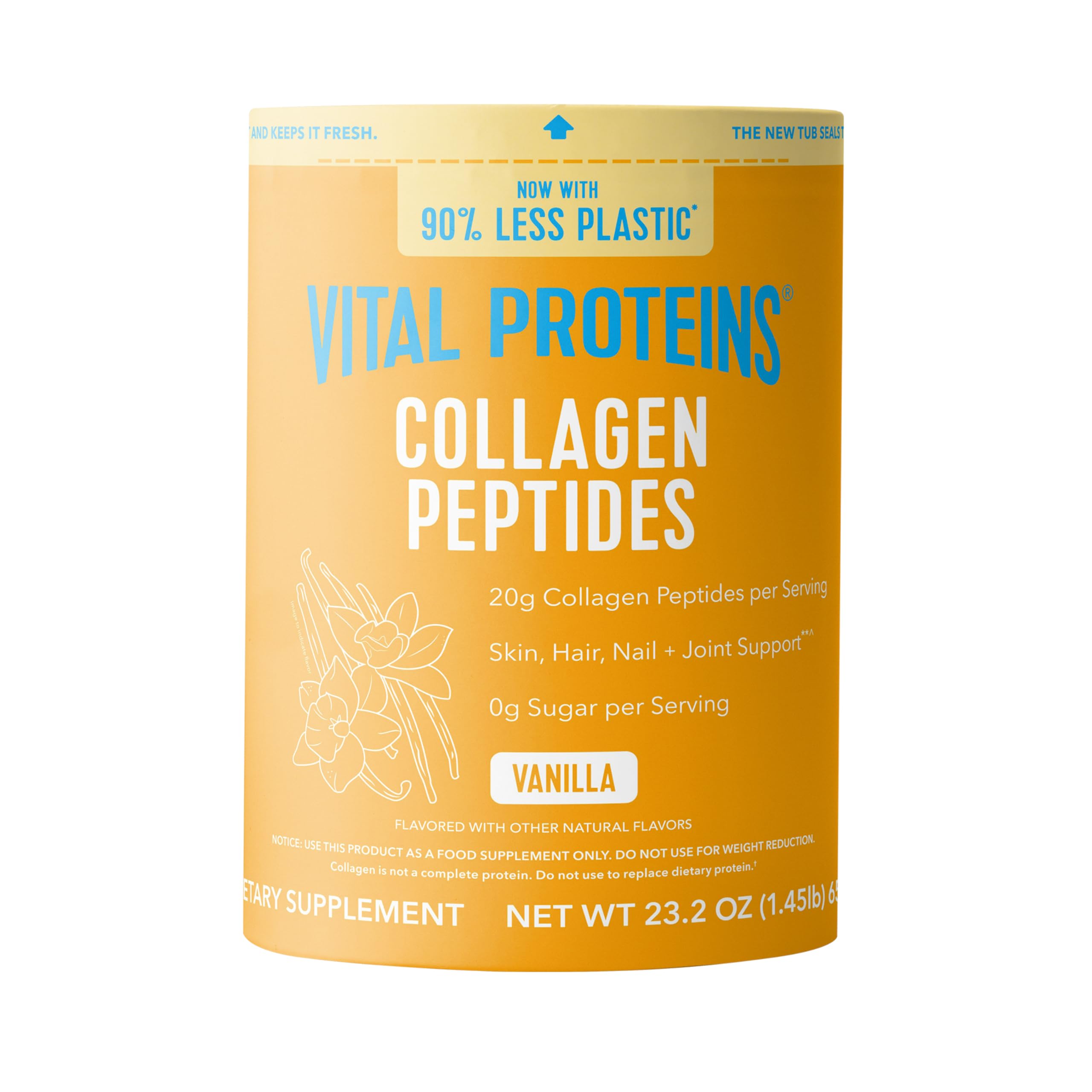 Vital Proteins Collagen Peptides Vanilla bottle pour promotes easy blending in beverages