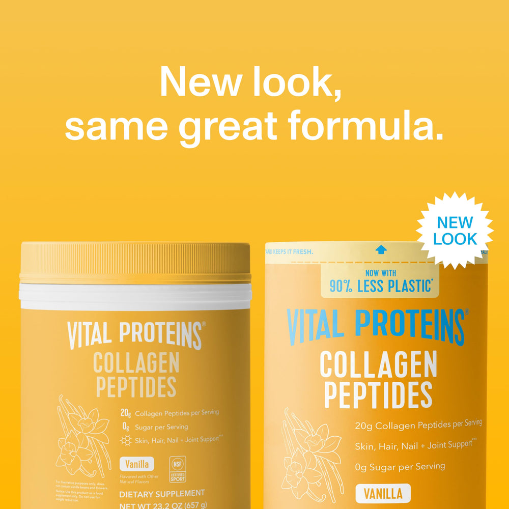 Vital Proteins Collagen Peptides Vanilla smoothie glass highlights versatility