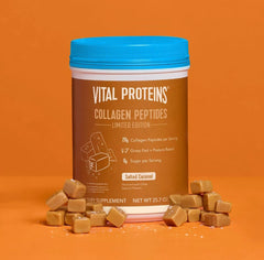 Vital Proteins Collagen Peptides Salted Caramel measuring scoop with powder