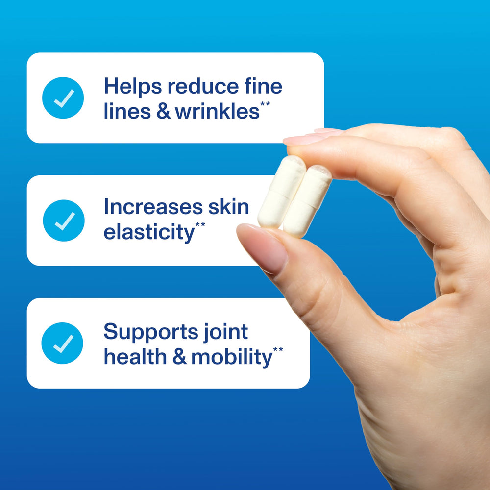 Vital Proteins gluten-free capsules on hand emphasize convenient everyday use
