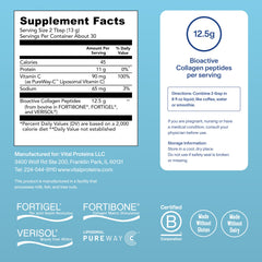 Vital Proteins Professional Daily Foundational powder beside water for quick blending and hydration.