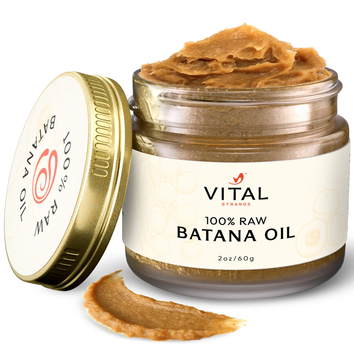 Vital Strands Batana Oil bottle closeup for pure hair care