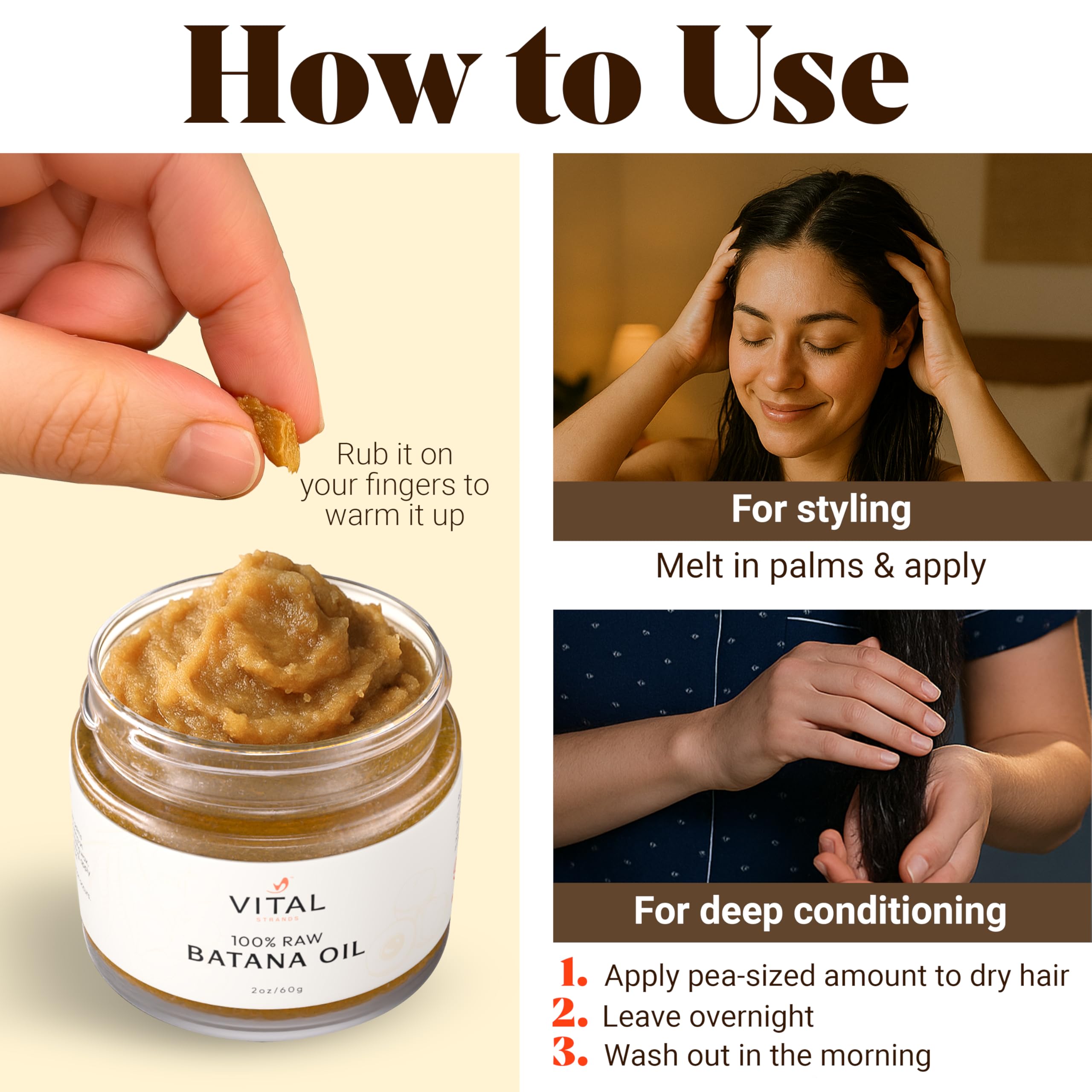 Vital Strands Batana Oil in glass jar eco-friendly packaging