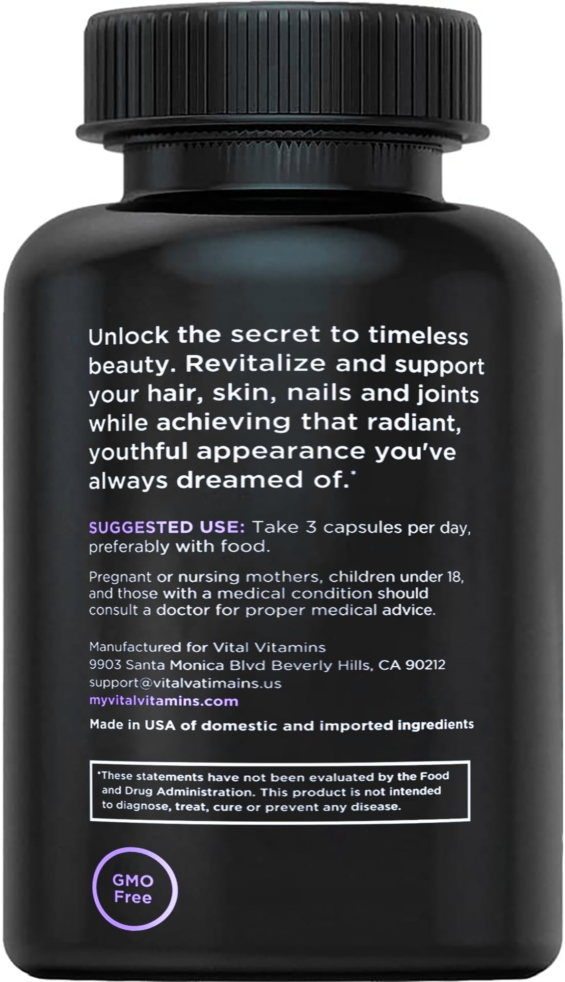 Vital Vitamins beauty routine capsules on a clean surface