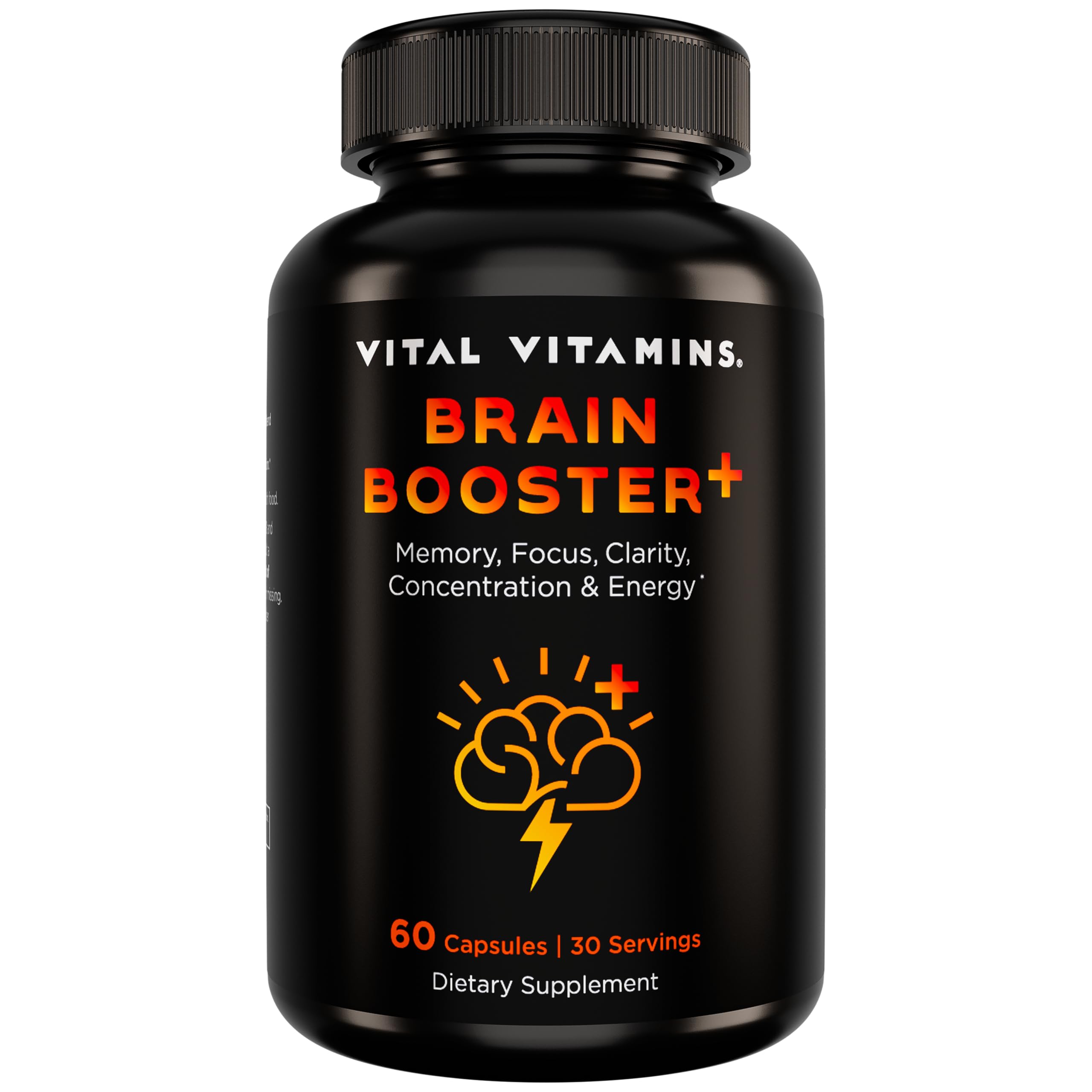 Vital Vitamins Brain Supplement Plus bottle front for daily focus support