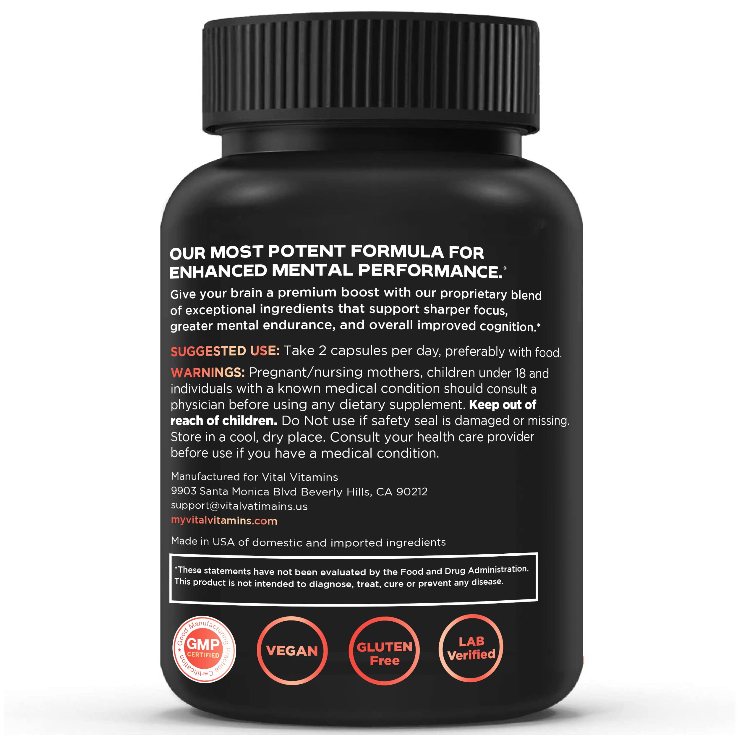 Vital Vitamins Brain Supplement Plus morning routine with glass of water