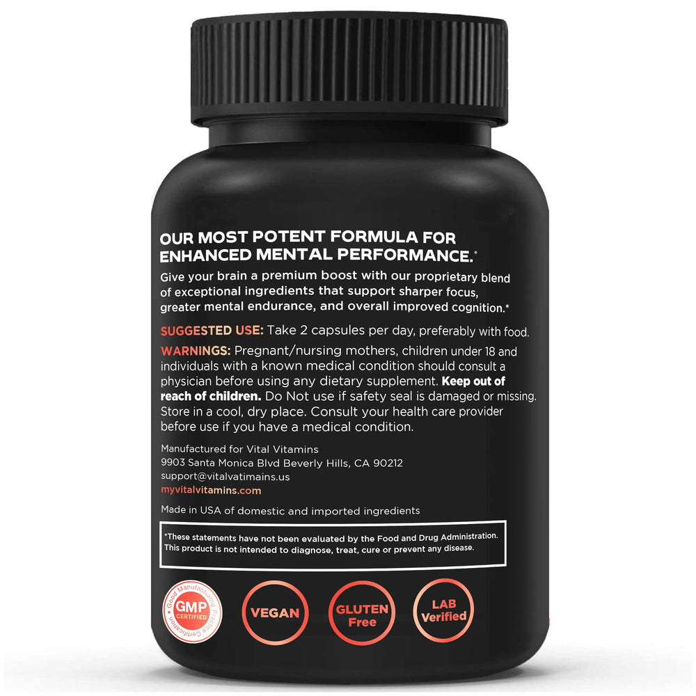 Vital Vitamins Brain Supplement Plus morning routine with glass of water