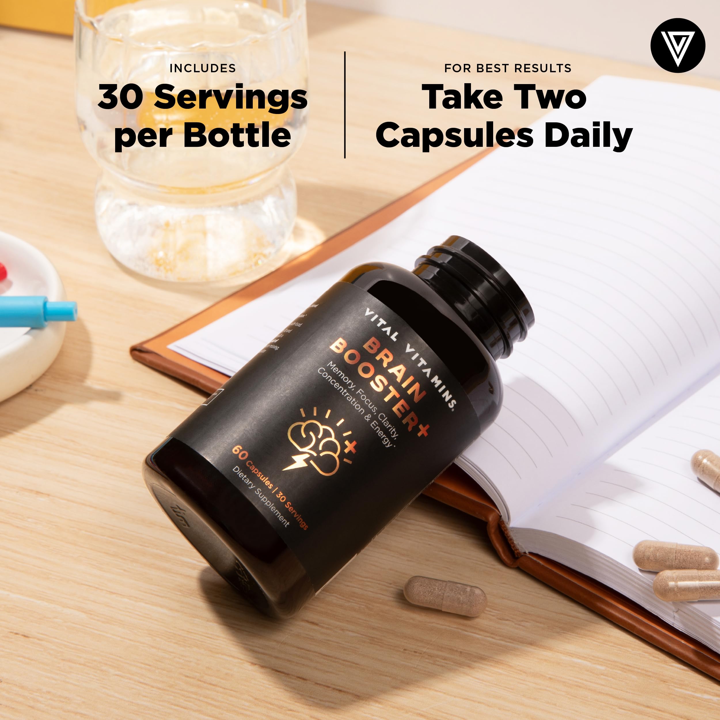 Vital Vitamins Brain Supplement Plus packaging on shelf with subtle branding