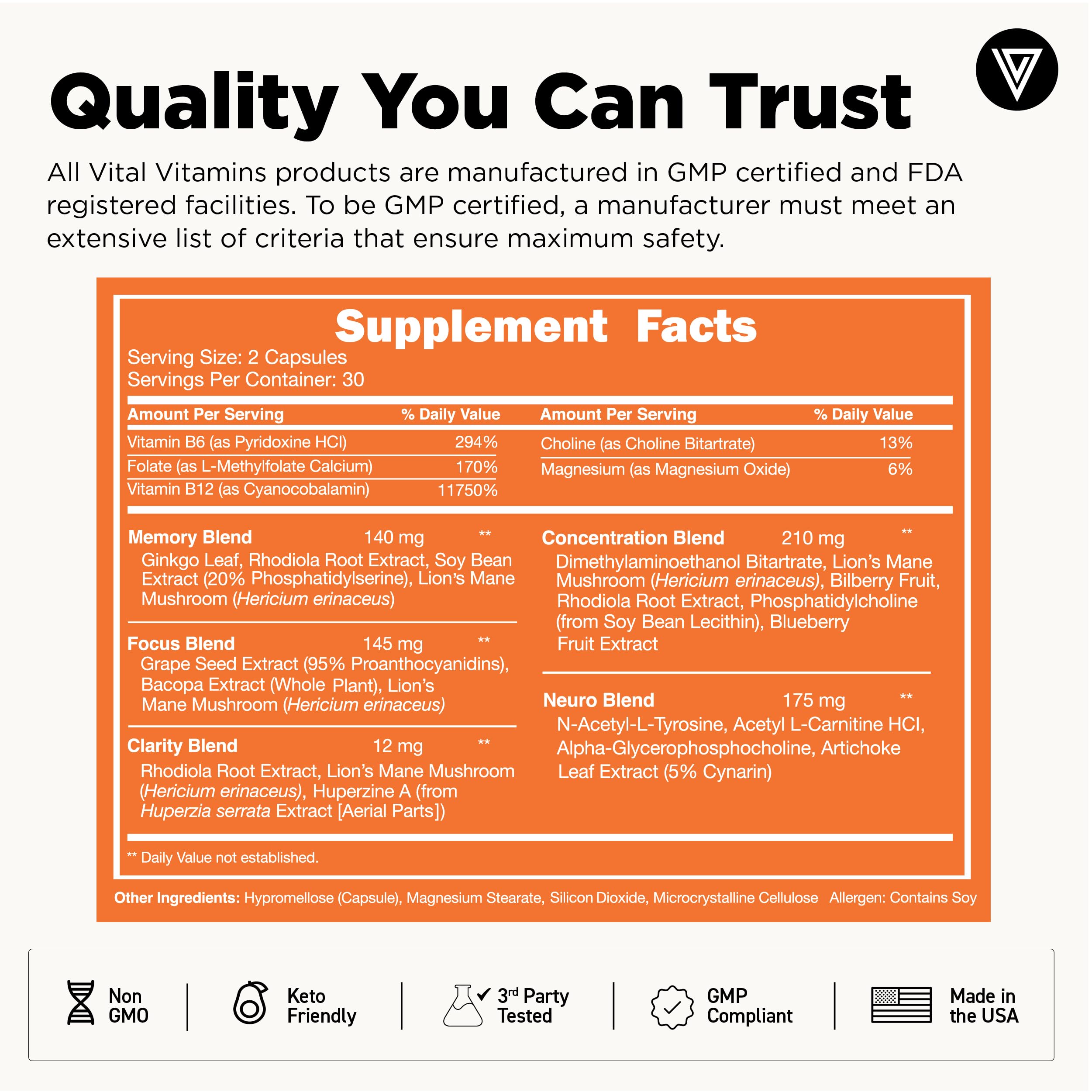 Vital Vitamins Brain Supplement Plus lifestyle scene geared toward daily cognitive care