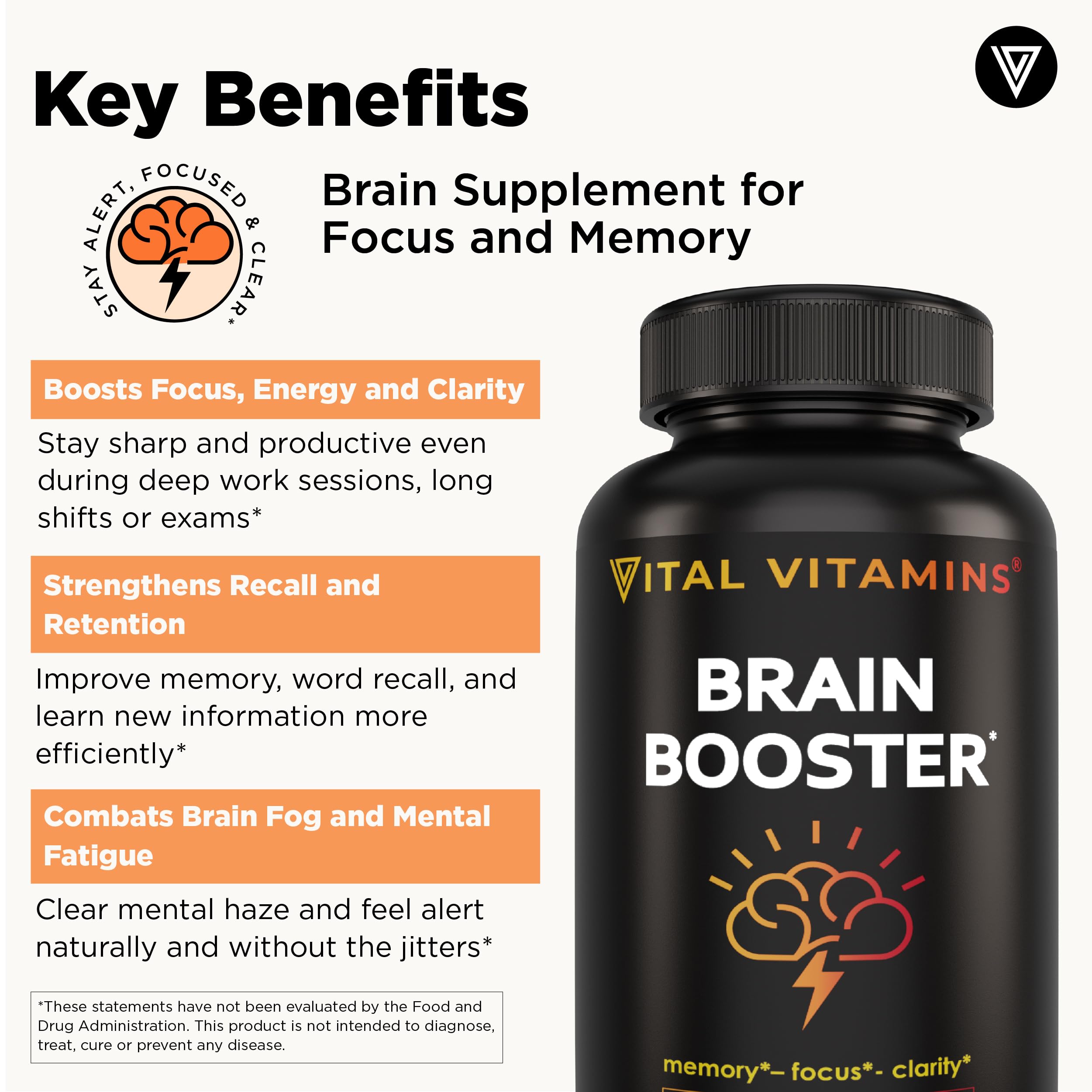Vital Vitamins Ginkgo Biloba bottle emphasizes focus and recall.
