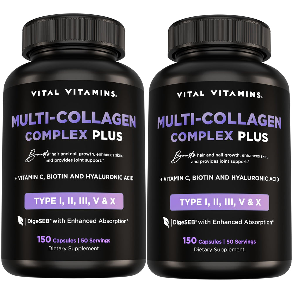 Vital Vitamins Multi Collagen Plus bottle ready for daily beauty and joint support.