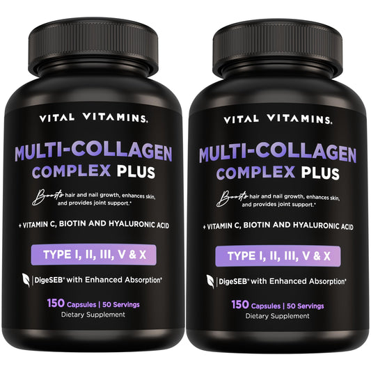 Vital Vitamins Multi Collagen Plus bottle ready for daily beauty and joint support.