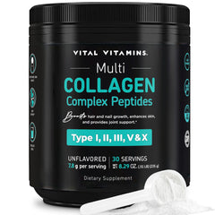 Vital Vitamins Multi Collagen Powder bottle for daily wellness support.