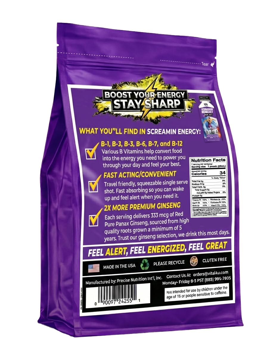 VITAL 4U Screamin Energy Max Hit on-the-go shot highlights compact 20 ml design.