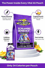 VITAL 4U Screamin Energy Max Hit sugar-free formula stands out for steady boost.