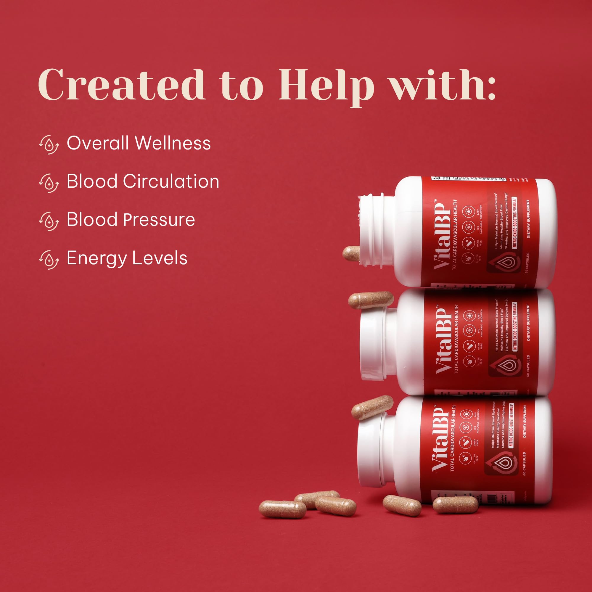 VitalBP bottle highlighting blueberry extract as antioxidant support.