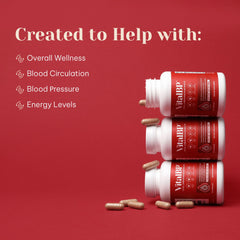 VitalBP bottle highlighting blueberry extract as antioxidant support.