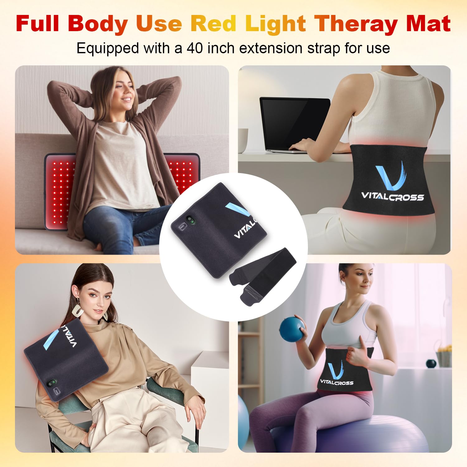 VITALCROSS foldable red light therapy pad design for storage