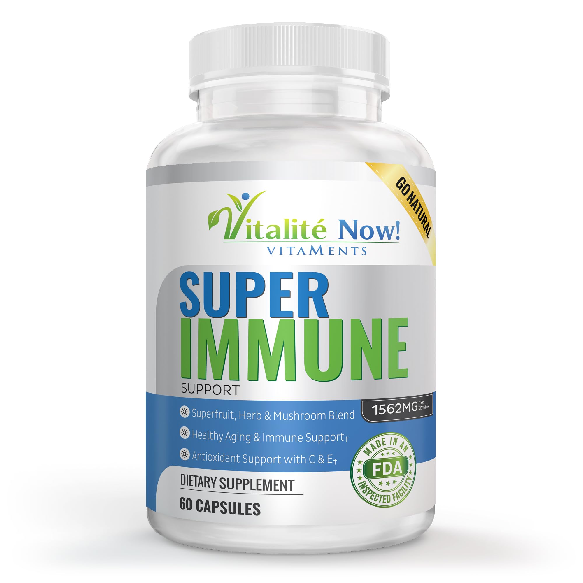 Vitalité Now Super Wellness Immune Booster bottle with capsules for daily immune support.