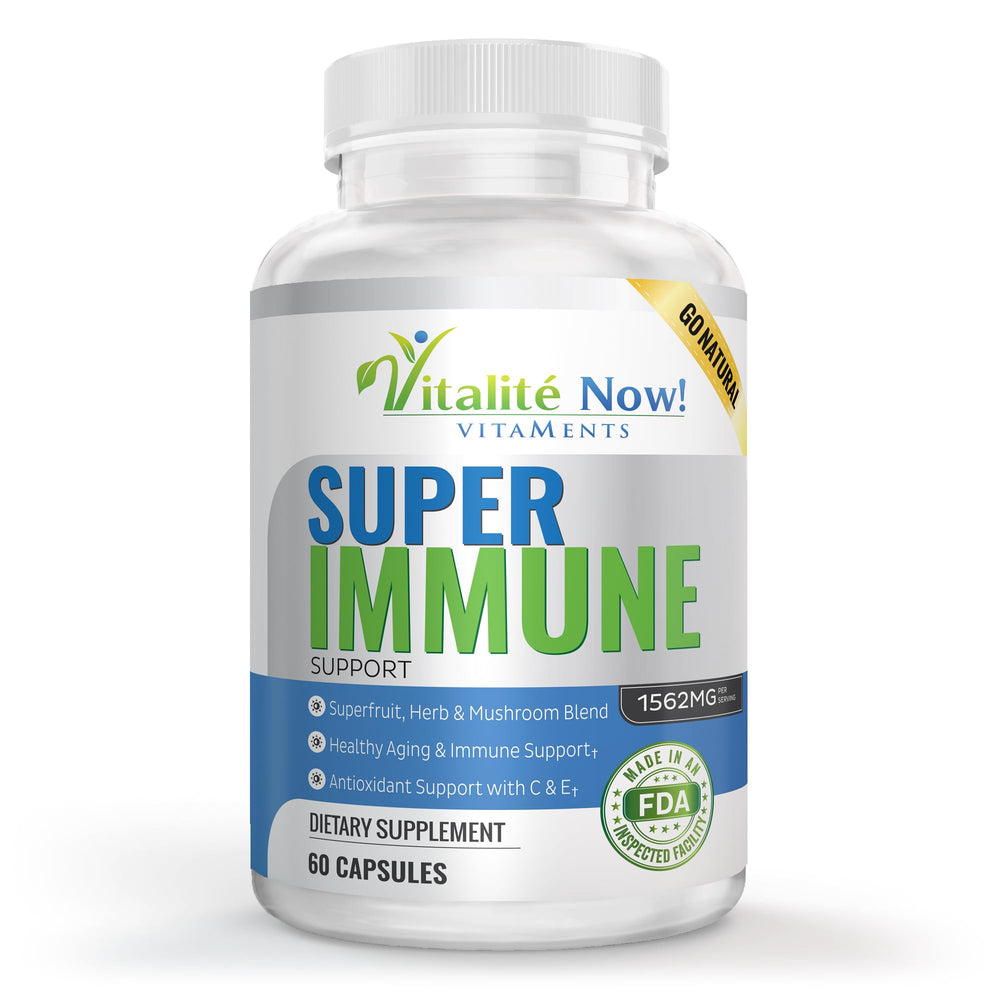 Vitalité Now Super Wellness Immune Booster bottle with capsules for daily immune support.