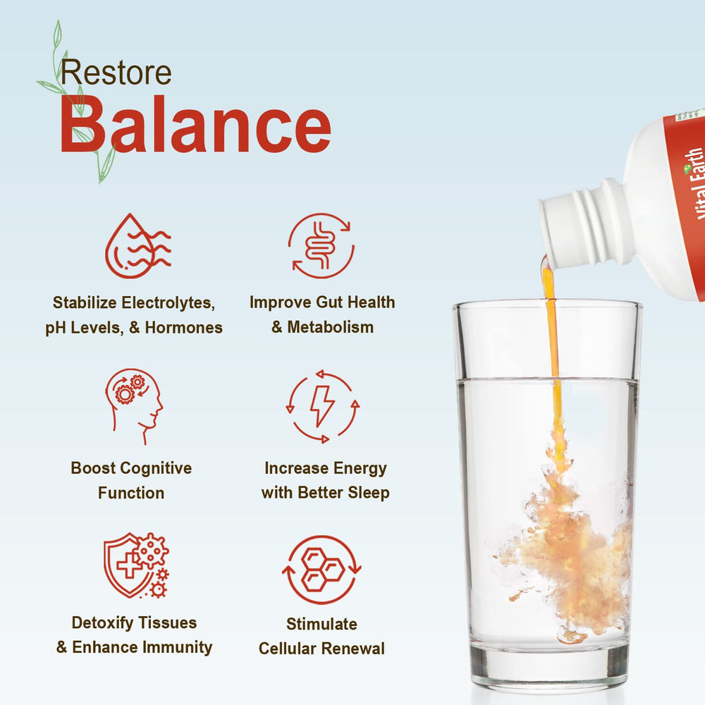 Vital Earth Minerals label close-up highlights plant-based extraction.
