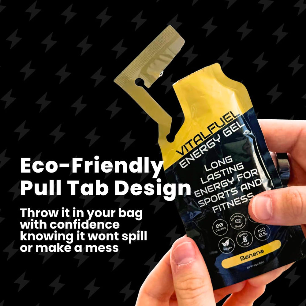 VitalFuel Eco-friendly pull-tab technology featured on the gel pack.
