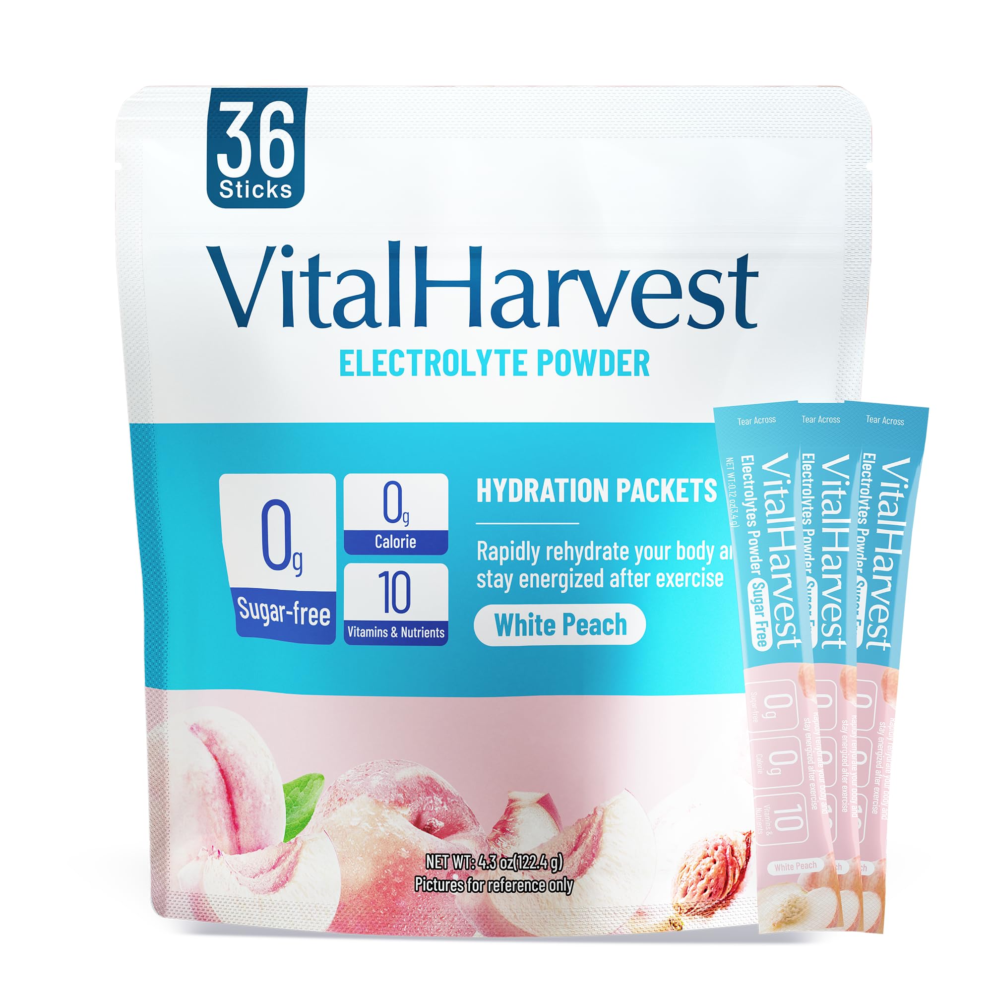 VitalHarvest 36 sticks packaging for grab-and-go hydration.