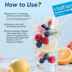 VitalHarvest quick-dissolve action showing powder blending in water