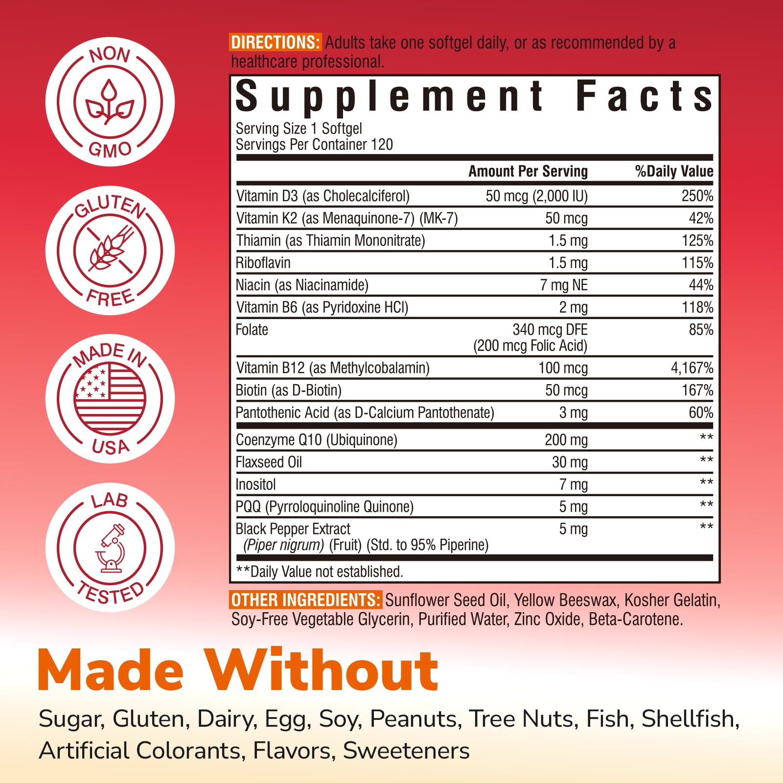 Vitalibre D3 and K2 blend showing bone-support nutrients.