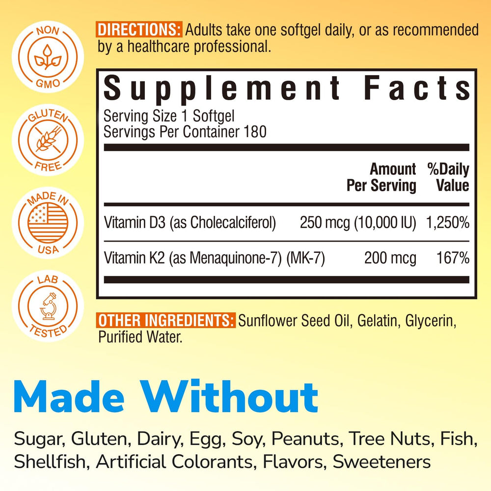 Vitalibre D3 K2 mini softgels in hand for easy daily intake.