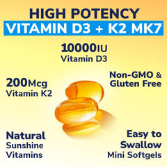 Vitalibre D3 K2 softgels with sunflower oil for improved absorption.